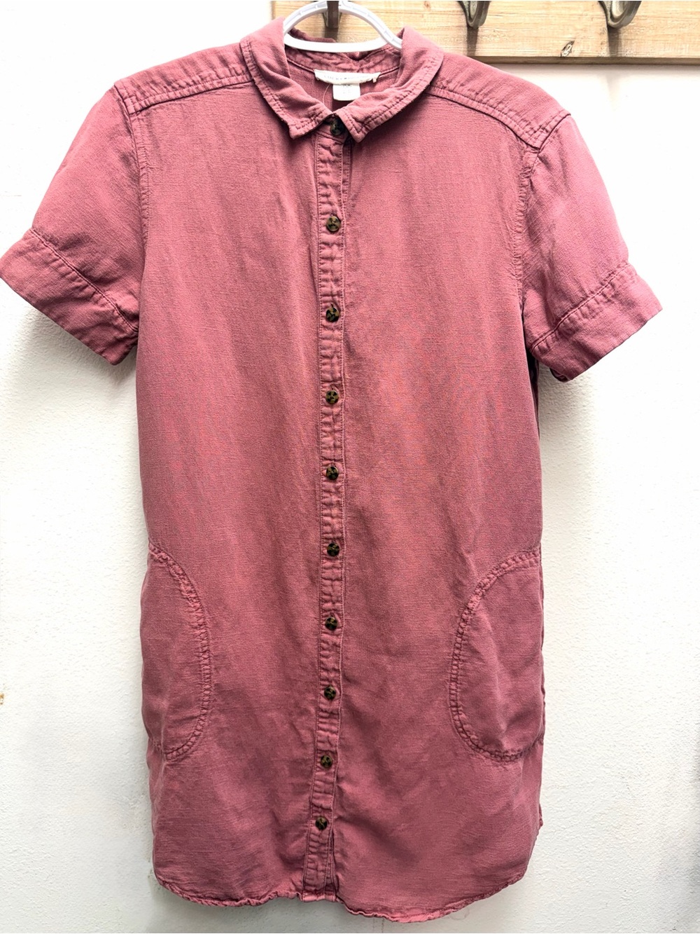 Lucky Brand women’s linen blend Button-Front Short Sleeve Dress - size medium
